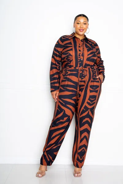 Fashnzfab Women's Button Up Long Sleeve Jumpsuit In Black