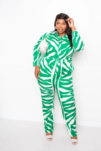 Fashnzfab Women's Button Up Long Sleeve Jumpsuit In Multi