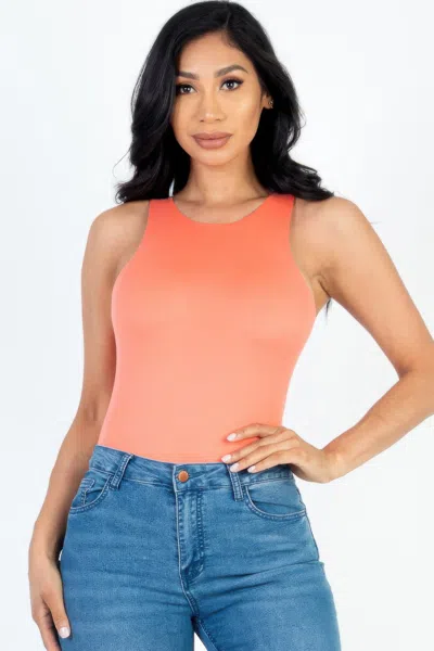 Fashnzfab Women's Casual Solid Tank Bodysuit In Pink