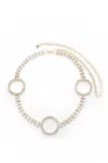 Fashnzfab Women's Circle 2 Line Rhinestone Chain Belt In White