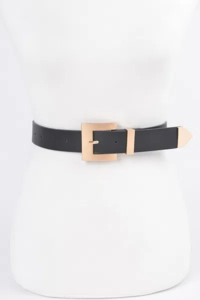 Fashnzfab Women's Classic Big Buckle Belt In Black