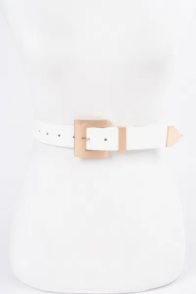 Fashnzfab Women's Classic Big Buckle Belt In White