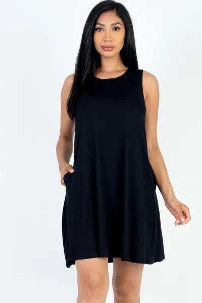 Fashnzfab Women's Comfy Sleeveless Flare Mini Dress In Black