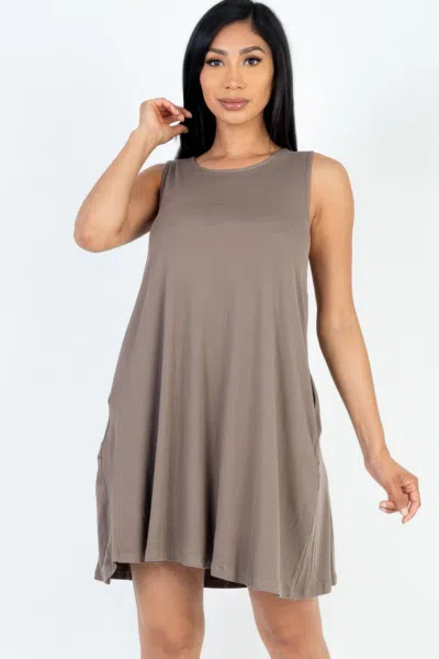 Fashnzfab Women's Comfy Sleeveless Flare Mini Dress In Grey