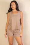 Fashnzfab Women's Comfy Tank Top & Shorts Set In Beige