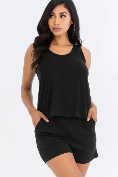 Fashnzfab Women's Comfy Tank Top & Shorts Set In Black