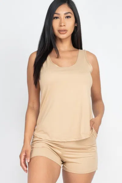 Fashnzfab Women's Comfy Tank Top & Shorts Set In Green