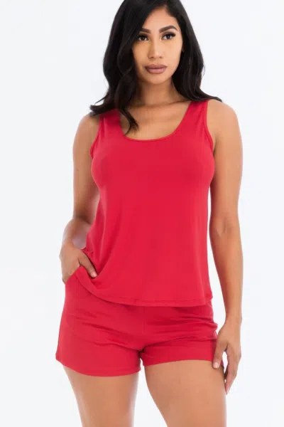 Fashnzfab Women's Comfy Tank Top & Shorts Set In Red