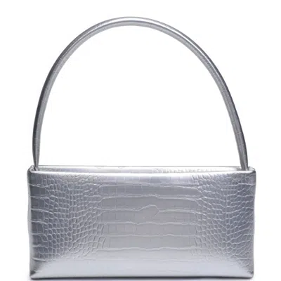 Fashnzfab Women's Croc Mandy Handle Crossbody Bag In Silver