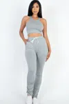 Fashnzfab Women's Crop Tank Top & Ruched Pants Set In Multi
