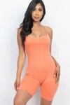 Fashnzfab Women's Crossback Bodycon Romper In Pink