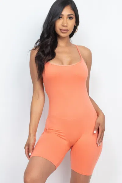 Fashnzfab Women's Crossback Bodycon Romper In Pink