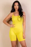 Fashnzfab Women's Crossback Bodycon Romper In Yellow