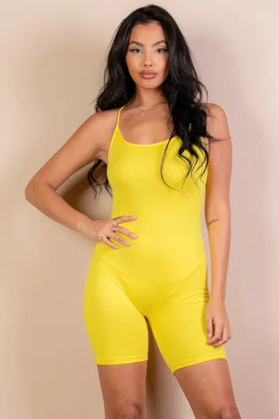 Fashnzfab Women's Crossback Bodycon Romper In Yellow