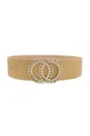 Fashnzfab Women's Double Circle Chain And Rhinestone Trim Design Belt In Multi