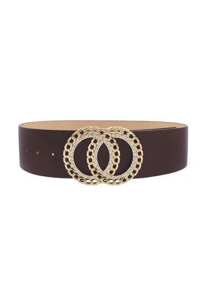 Fashnzfab Women's Double Circle Chain And Rhinestone Trim Design Belt In Pink