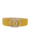 Fashnzfab Women's Double Circle Chain And Rhinestone Trim Design Belt In Yellow