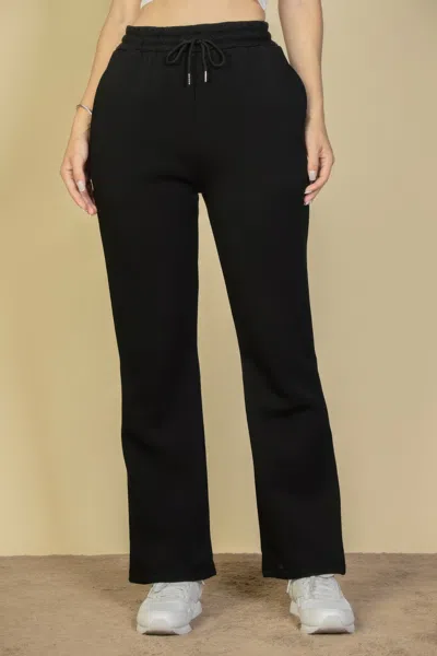 Fashnzfab Women's Drawstring Waist Slant Pocket Sweatpants In Black