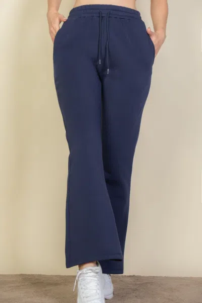 Fashnzfab Women's Drawstring Waist Slant Pocket Sweatpants In Blue