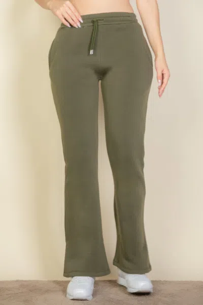 Fashnzfab Women's Drawstring Waist Slant Pocket Sweatpants In Green