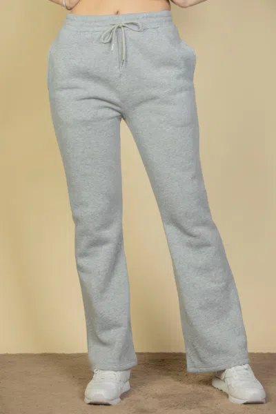 Fashnzfab Women's Drawstring Waist Slant Pocket Sweatpants In Grey