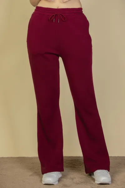 Fashnzfab Women's Drawstring Waist Slant Pocket Sweatpants In Red