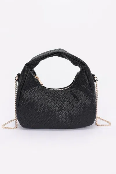 Fashnzfab Women's Embossed Faux Leather Hobo Bag In Black