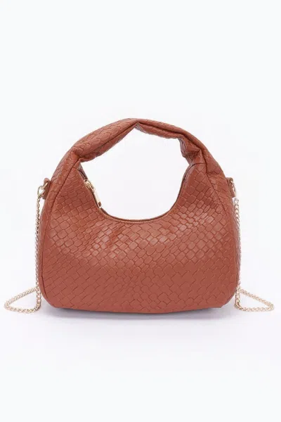 Fashnzfab Women's Embossed Faux Leather Hobo Bag In Brown