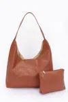 Fashnzfab Women's Embossed Faux Leather Shoulder Bag In Brown