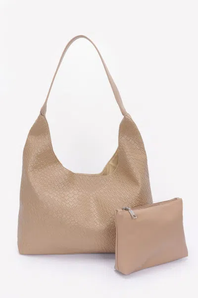 Fashnzfab Women's Embossed Faux Leather Shoulder Bag In Green