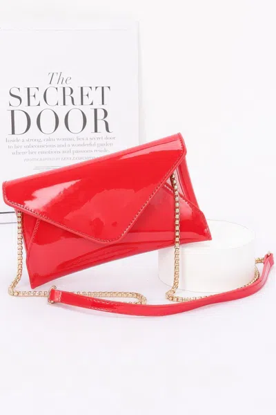 Fashnzfab Women's Enamel Envelope Clutch In Red