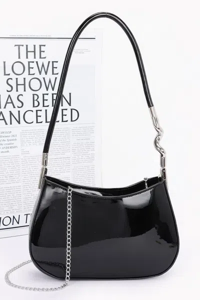 Fashnzfab Women's Enamel Shoulder Bag In Black