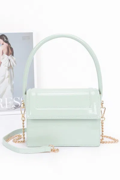 Fashnzfab Women's Enamel Top Handle Flap Bag In Green