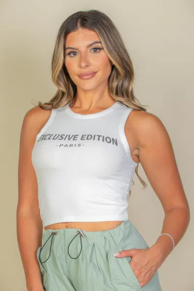 Fashnzfab Women's Exclusive Edition Rib Tank Graphic Top In White