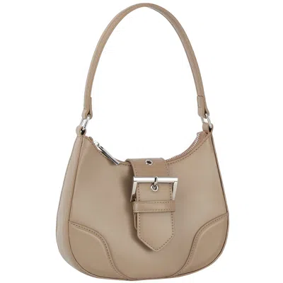 Fashnzfab Women's Fashion Buckle Curve Handle Shoulder Bag In White