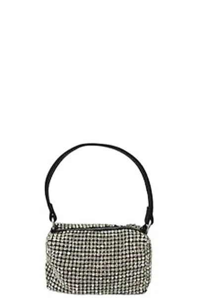 Fashnzfab Women's Fashion Chic Rhinestone Handle Clutch Bag In White