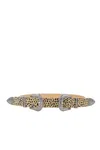 Fashnzfab Women's Fashion Chic Trendy Double Buckle Leopar Belt In Sand