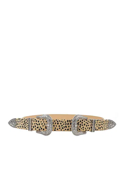 Fashnzfab Women's Fashion Chic Trendy Double Buckle Leopar Belt In Sand