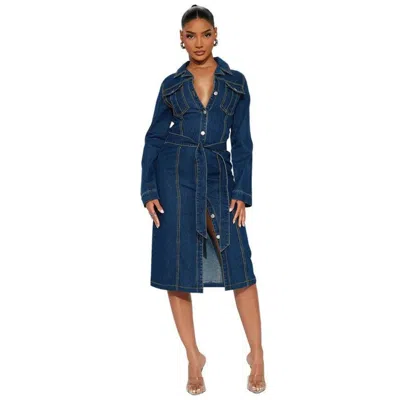 Fashnzfab Women Fashion Denim Long Maxi Dress