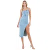 Fashnzfab Women Fashion Denim Maxi Dress