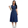 Fashnzfab Women Fashion Denim Maxi Dress