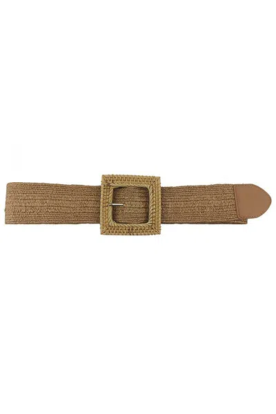 Fashnzfab Women's Fashion Square Straw Buckle Belt In Brown