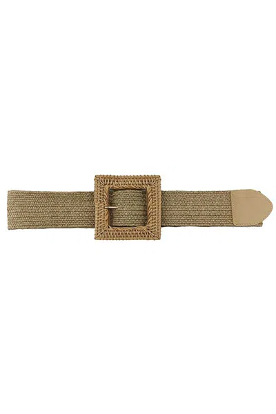 Fashnzfab Women's Fashion Square Straw Buckle Belt In Pink