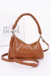 Fashnzfab Women's Faux Leather Braided Strap Shoulder Bag In Brown