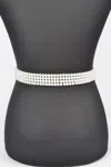 Fashnzfab Women's Faux Pearl Elastic Belt In White