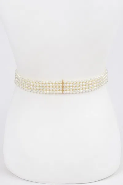 Fashnzfab Women's Faux Pearl Stretch Belt In Multi