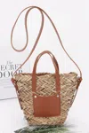 Fashnzfab Women's Faux Straw Small Tote Bag In Brown