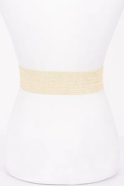 Fashnzfab Women's Faux Straw Two Buckle Elastic Belt In Multi