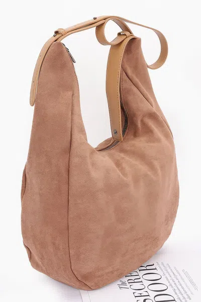 Fashnzfab Women's Faux Suede Bindle Bag In Brown