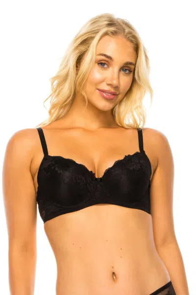 Fashnzfab Women's Floral Lace Bra In Black